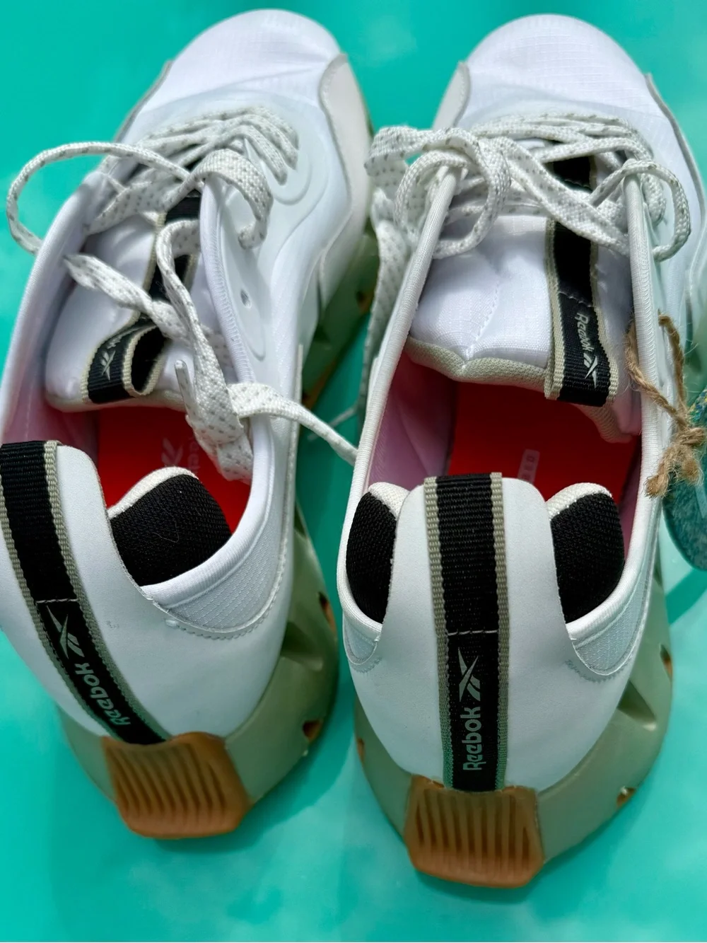 Reebok White Sneakers with Black and Red Details